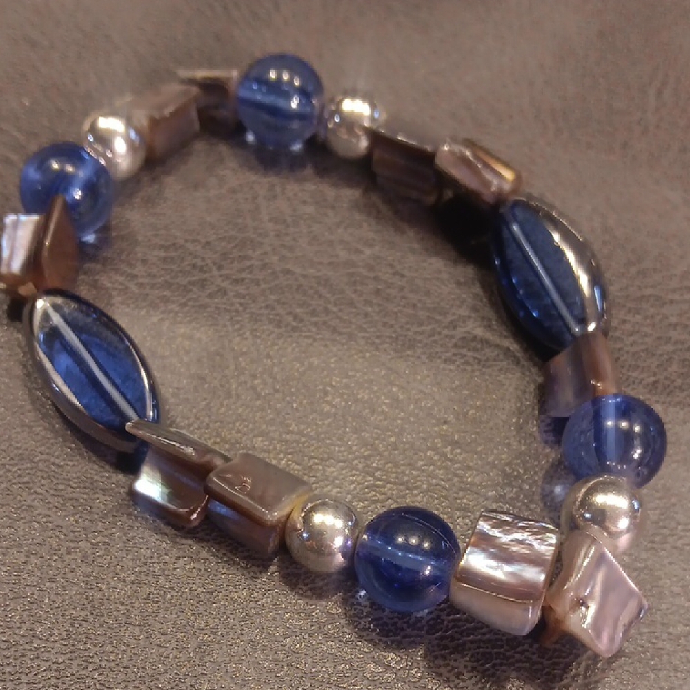 Gorgeous Stackable Silver And Blue Multi Shapes A… - image 4